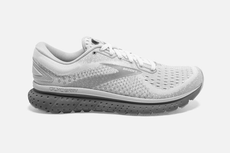 Brooks Women's Glycerin 18 Road Running Shoes White/Grey/Primer ( CGWXB8473 )